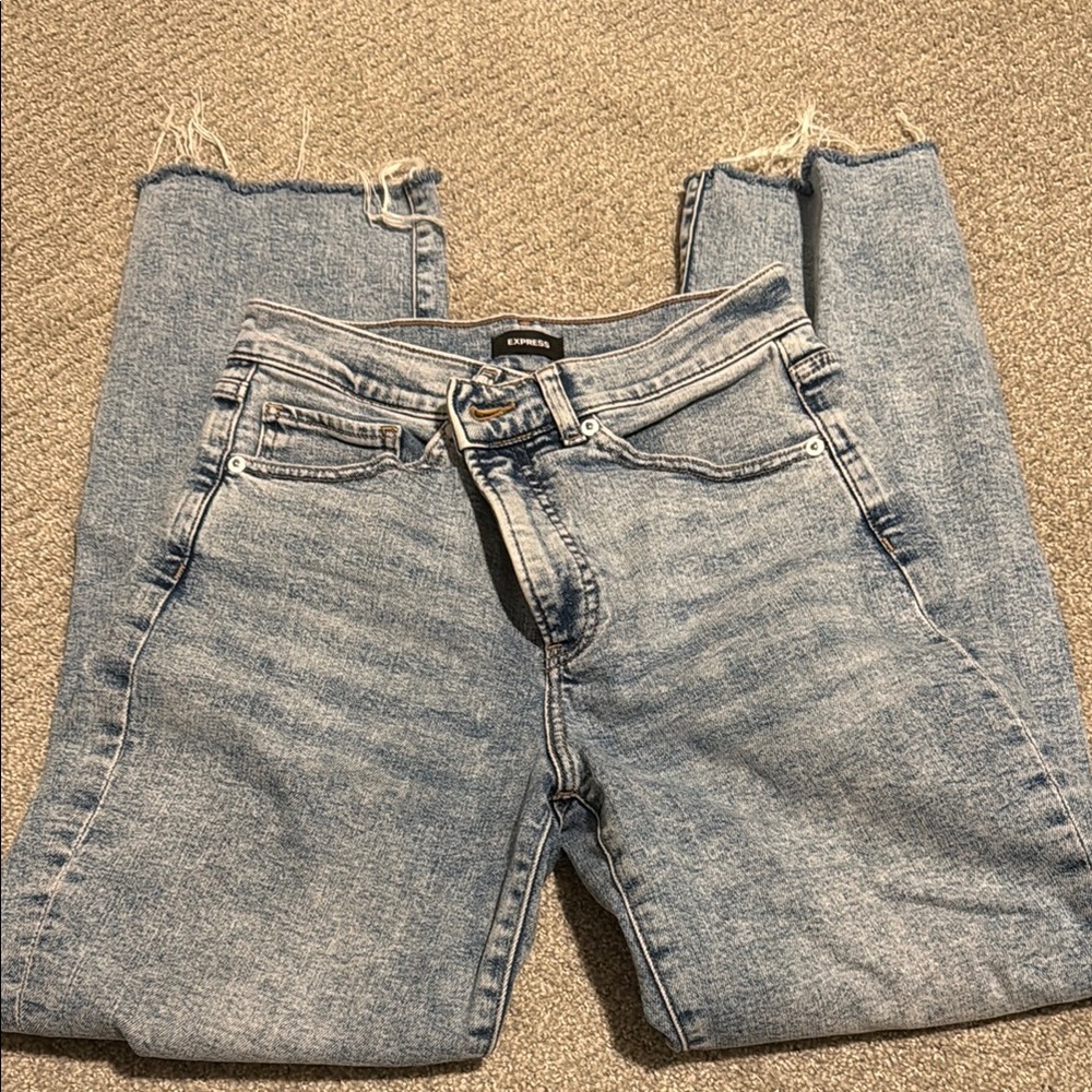Blue Straight Leg Jeans with Distressed Details - Picture 4 of 6